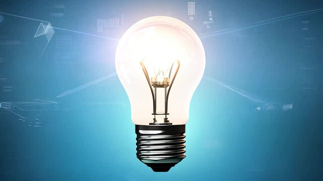 Glowing lightbulb on a blue background symbolizes innovation and creativity. A growing network connects people and ideas, representing communication and collaboration in a digital age