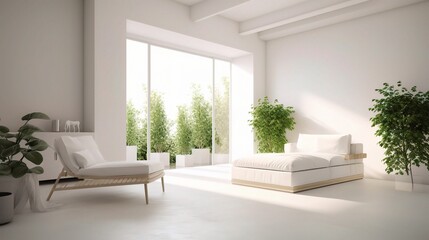 Naklejka premium Modern Minimalist Living Room with Natural Light