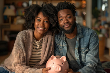 African American Investing in Piggy Bank for Retirement