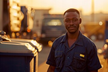 Sanitation Worker Conducting Waste and Debris Collection