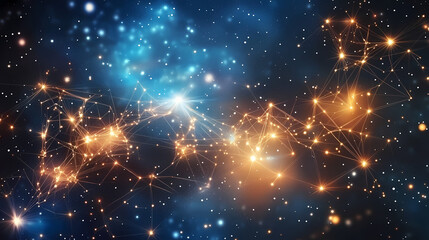 Obraz premium Celestial dreamscape featuring luminous zodiac constellations and cosmic nebulae swirling in a starry universe. Dreamscape. Illustration