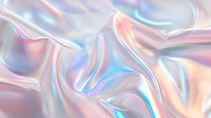 Fototapeta premium Flowing Metallic glass Waves in Neon Blue and Pink on Dark Background - Abstract Design Concept