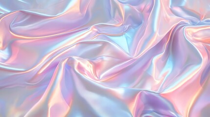 Obraz premium Flowing Metallic glass Waves in Neon Blue and Pink on Dark Background - Abstract Design Concept