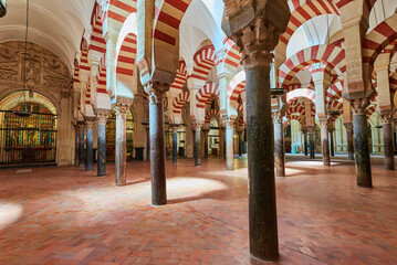 Interior of the Mosque-Cathedral, Córdoba, Andalusia, Spain.