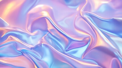 Obraz premium Flowing Metallic glass Waves in Neon Blue and Pink on Dark Background - Abstract Design Concept