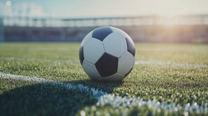 Obraz premium Soccer Ball on Soccer Field