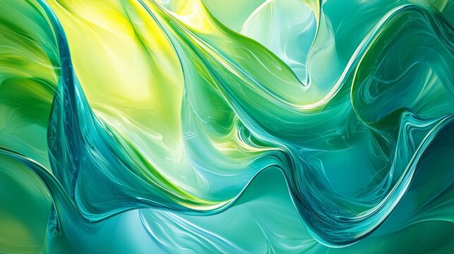 Abstract green and yellow fluid wave pattern