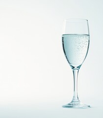 Sparkling champagne glass against a white background