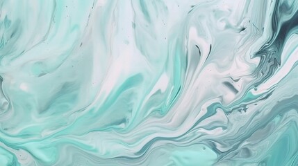 Abstract Fluid Art with Aqua and White Swirls