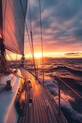 Sailboat at sunset on ocean