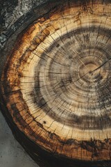 Naklejka premium Close-up of Tree Trunk with Visible Rings