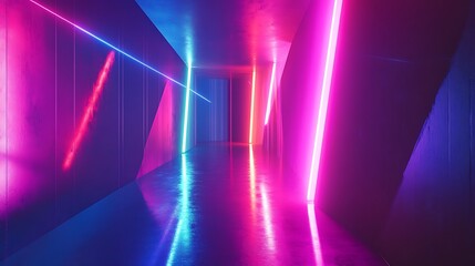 Flowing Metallic glass Waves in Neon Blue and Pink on Dark Background - Abstract Design Concept