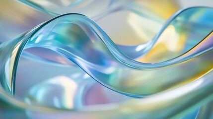 Naklejka premium Flowing Metallic glass Waves in Neon Blue and Pink on Dark Background - Abstract Design Concept