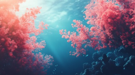 Radiant Corals Beneath Sunlit Ocean Waters