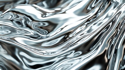 Flowing Metallic glass Waves in Neon Blue and Pink on Dark Background - Abstract Design Concept