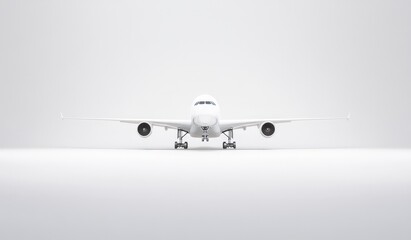 Sleek white commercial passenger jet aircraft on a plain background