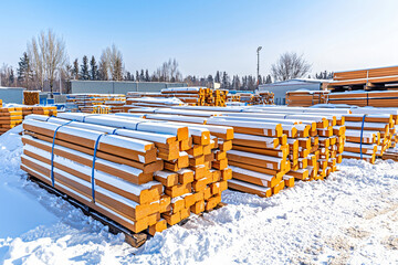 wooden beams in factory outdoors