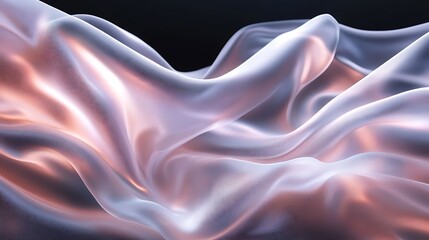 Obraz premium Flowing Metallic glass Waves in Neon Blue and Pink on Dark Background - Abstract Design Concept