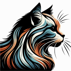 Obraz premium black and white cat head silhouette for logo brand