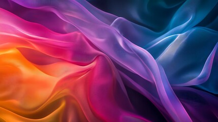 Obraz premium Flowing Metallic glass Waves in Neon Blue and Pink on Dark Background - Abstract Design Concept