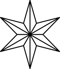 Fototapeta premium six ray star black line symbol, geometric design element