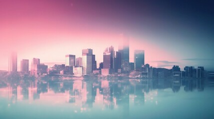 Obraz premium Futuristic Cityscape with Soft Color Gradient