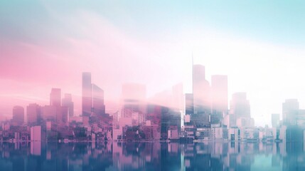 Fototapeta premium Modern Cityscape with Misty Atmosphere