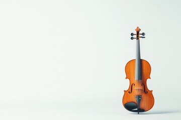 A beautiful wooden violin against a plain white background