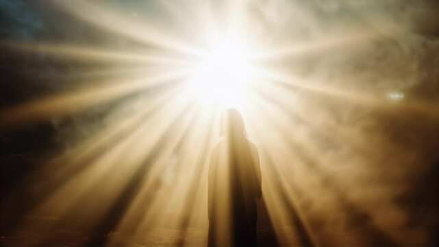 
Radiant light silhouette of jesus christ representing resurrection and spiritual enlightenment