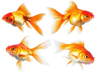 Naklejka premium Goldfishes on white background