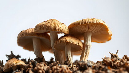 Medical dried magic mushrooms isolated with white highlights, png