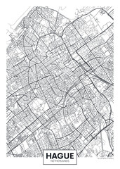 Obraz premium City map the Hague, detailed urban planning travel vector poster design