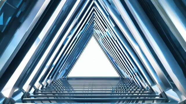 A long, narrow, and very tall building with a triangular shape. The building is made of glass and steel