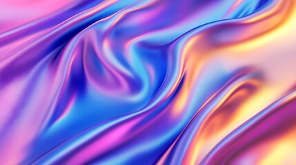 Obraz premium Flowing Metallic glass Waves in Neon Blue and Pink on Dark Background - Abstract Design Concept