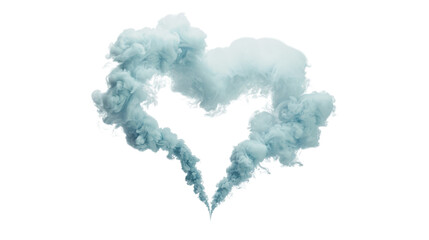 Fototapeta premium Heart-shaped smoke cloud, white isolated background