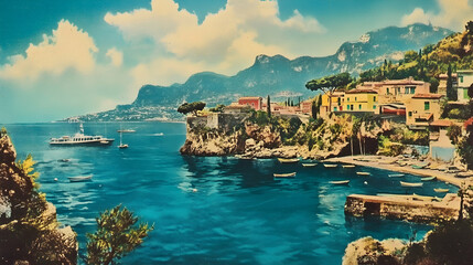 Vintage Italian Postcard from the 1960s . illustration