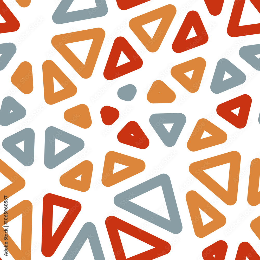 Poster geometric background with large, rounded triangles in multiple colors. seamless, repeatable pattern 