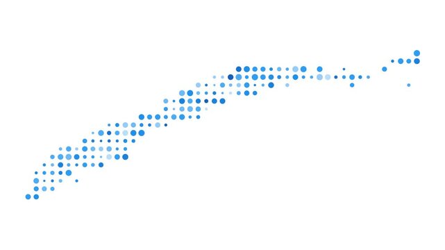 Roatan dotted digital map. Map of Roatan with pulsating colored circles. Shape of the island filled with blue disks. Elegant video.