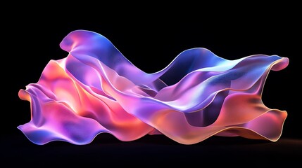 Obraz premium Flowing Metallic glass Waves in Neon Blue and Pink on Dark Background - Abstract Design Concept