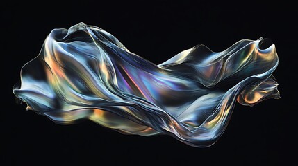 Obraz premium Flowing Metallic glass Waves in Neon Blue and Pink on Dark Background - Abstract Design Concept