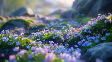 Obraz premium Field of Wildflowers in the Mountains