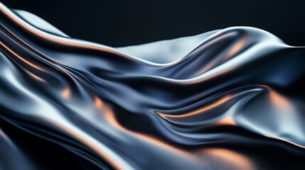 Fototapeta premium Flowing Metallic glass Waves in Neon Blue and Pink on Dark Background - Abstract Design Concept
