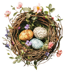 Obraz premium PNG Flower Collage spring nest eggs illustration flowers.