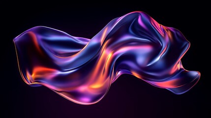 Fototapeta premium Flowing Metallic glass Waves in Neon Blue and Pink on Dark Background - Abstract Design Concept