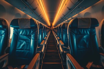 Empty business class seats in a commercial airplane