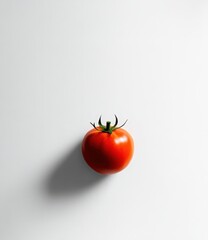 Vibrant red tomato against a plain white background