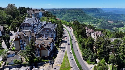 Gramado Skyline At Gramado In Rio Grande Do Sul Brazil. Stunning Cityscape. Residential Houses....