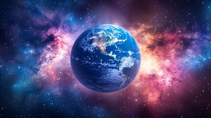 Fototapeta premium A vibrant and detailed image of planet Earth floating in space, 
