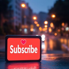 subscribe to content on a city street at night