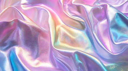 Obraz premium Flowing Metallic glass Waves in Neon Blue and Pink on Dark Background - Abstract Design Concept